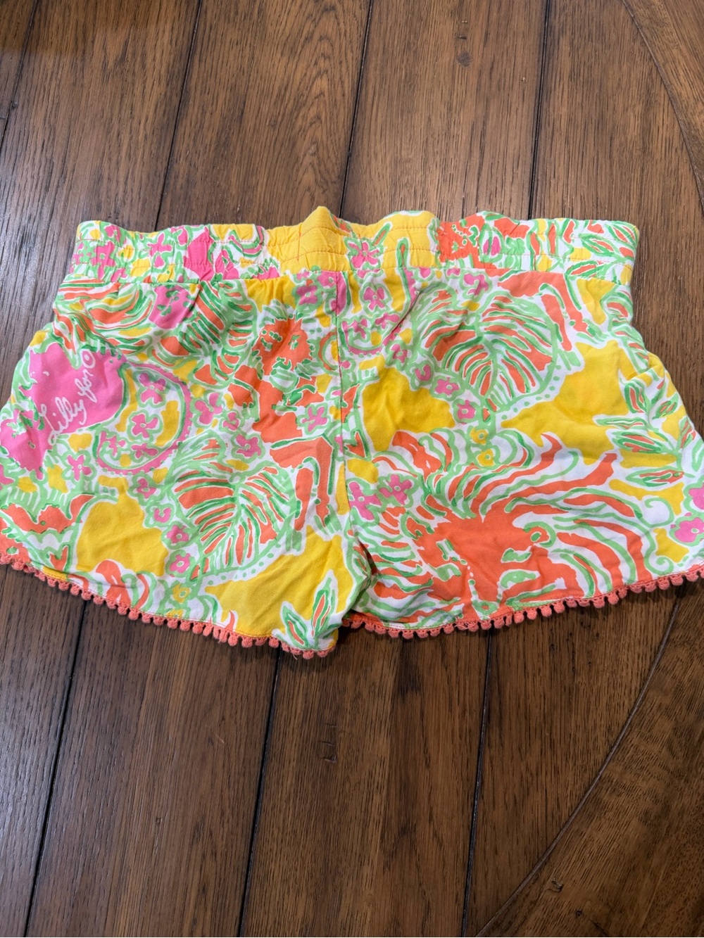 Lilly Pulitzer Yellow Pink Green Floral Pom-Pom Athletic Shorts - Picture 6 of 6